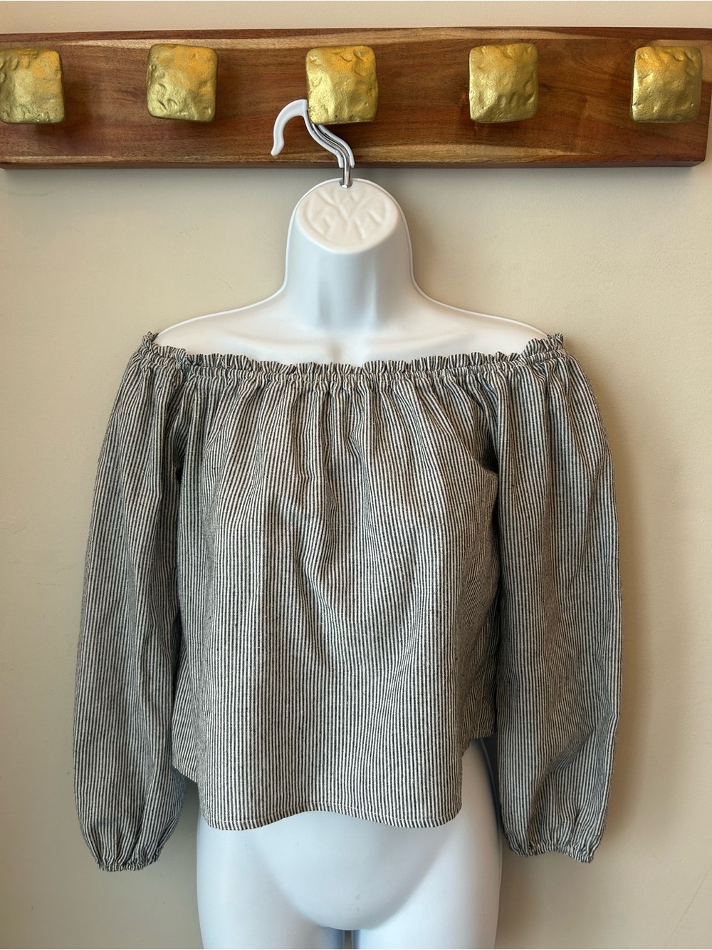 Brandy Melville Black and White Striped Off-Shoulder Top 100% Cotton